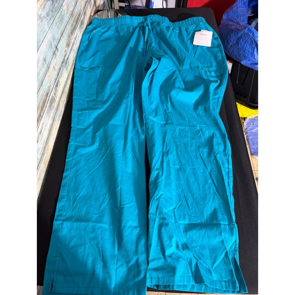 Rx Gear Scrub Pants 3XL Teal Blue NEW Women's Drawstring Cargo Stretch PL139